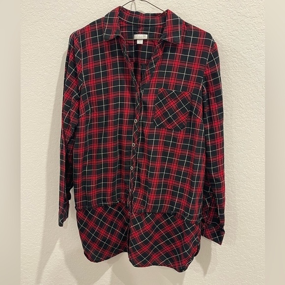 J.jill 100% Cotton Plaid Button up Long Sleeve Shirt  size Small - Picture 2 of 6